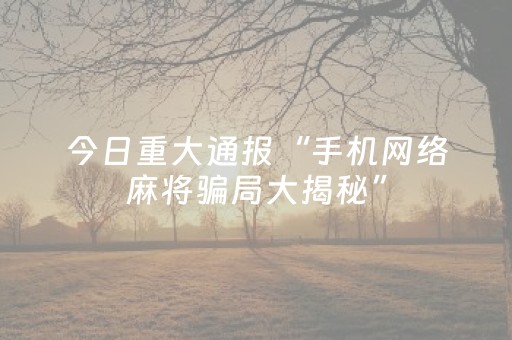 今日重大通报“手机网络麻将骗局大揭秘”（必赢神器辅助器)