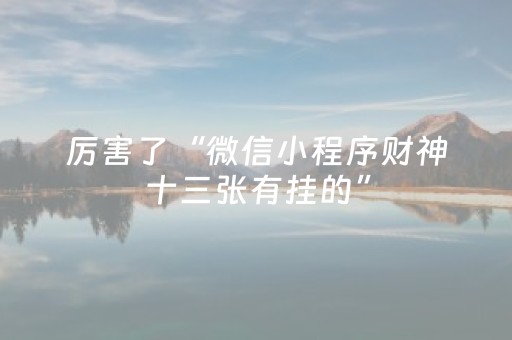厉害了“微信小程序财神十三张有挂的”（是否能开挂)
