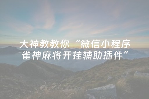 大神教教你“微信小程序雀神麻将开挂辅助插件”（充会员胜率高)