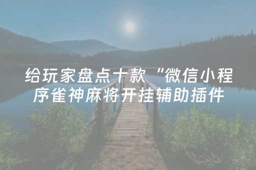 给玩家盘点十款“微信小程序雀神麻将开挂辅助插件”（自建房胜负规律)