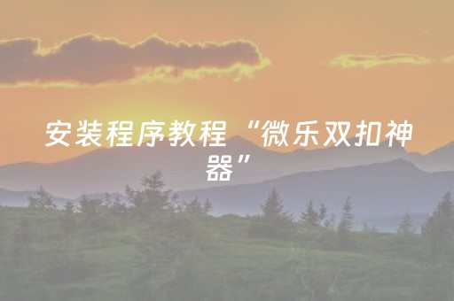 安装程序教程“微乐双扣神器”（AI辅助胡牌规则)