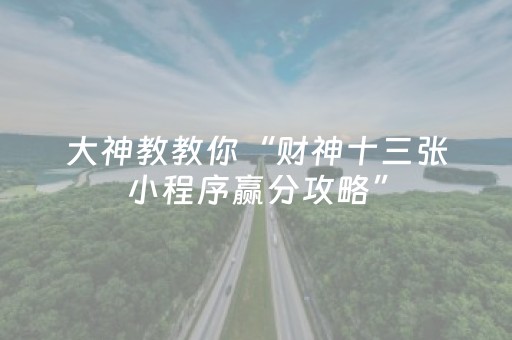 大神教教你“财神十三张小程序赢分攻略”（软件出售)
