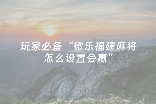 玩家必备“微乐福建麻将怎么设置会赢”（免费专用神器)