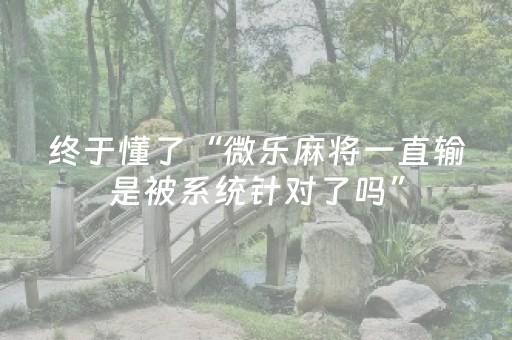 终于懂了“微乐麻将一直输是被系统针对了吗”（免费专用神器)