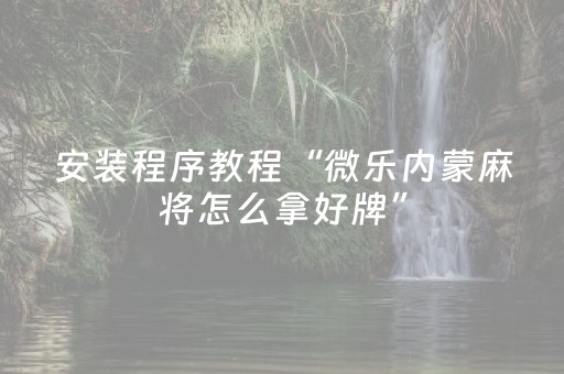 安装程序教程“微乐内蒙麻将怎么拿好牌”（怎么让系统给自己好牌)