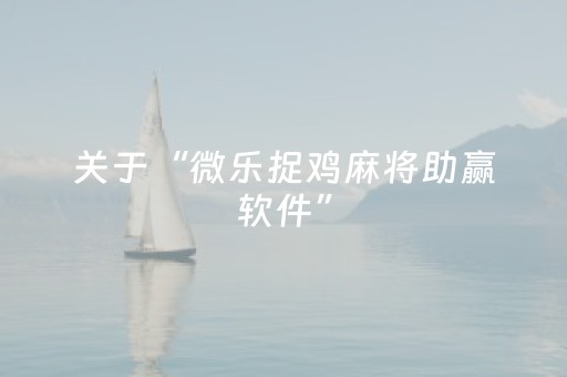 关于“微乐捉鸡麻将助赢软件”（透明器教程)