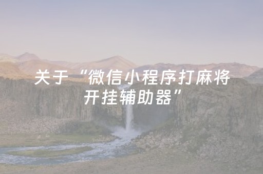关于“微信小程序打麻将开挂辅助器”（软挂神器)