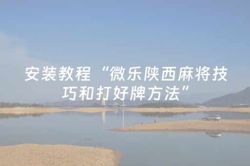 安装教程“微乐陕西麻将技巧和打好牌方法”（软件出售)