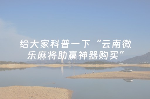 给大家科普一下“云南微乐麻将助赢神器购买”（开挂辅助器插件)