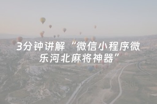 3分钟讲解“微信小程序微乐河北麻将神器”（万能开挂器)