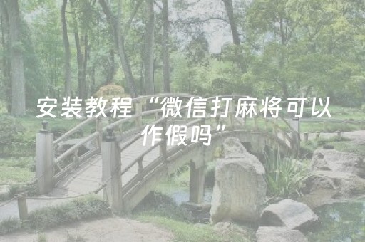 安装教程“微信打麻将可以作假吗”（小程序控牌器)