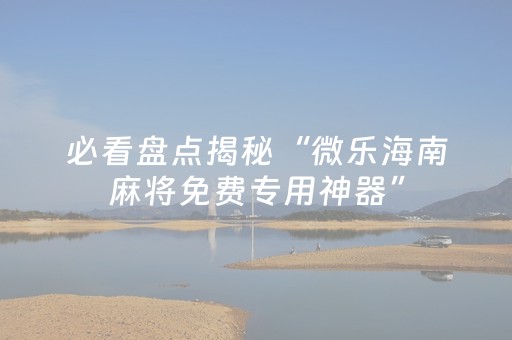 必看盘点揭秘“微乐海南麻将免费专用神器”（免费专用神器)