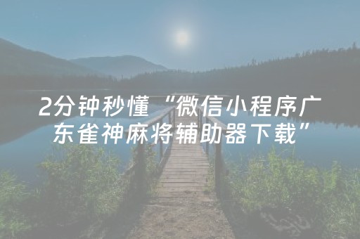 2分钟秒懂“微信小程序广东雀神麻将辅助器下载”（必赢神器辅助器)