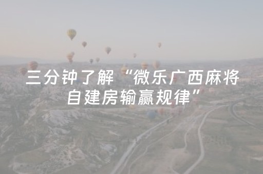 三分钟了解“微乐广西麻将自建房输赢规律”（外辅工具)