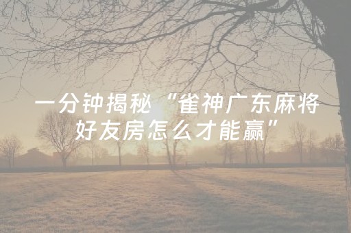 一分钟揭秘“雀神广东麻将好友房怎么才能赢”（自建房怎么拿好牌)