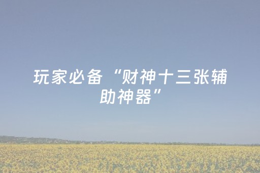 玩家必备“财神十三张辅助神器”（小程序必赢神器)