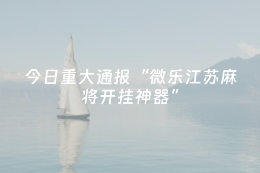 今日重大通报“微乐江苏麻将开挂神器”（挂件神器)