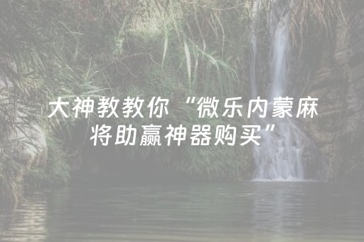 大神教教你“微乐内蒙麻将助赢神器购买”（软挂神器)