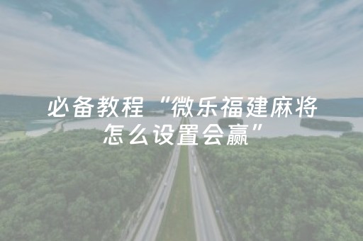 必备教程“微乐福建麻将怎么设置会赢”（怎么让系统给你发好牌)