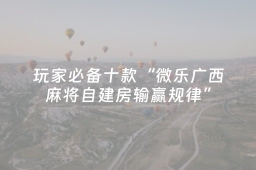 玩家必备十款“微乐广西麻将自建房输赢规律”（辅牌器插件购买)