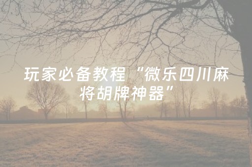 玩家必看攻略“普通麻将机怎样做才能赢（助赢神器通用版）