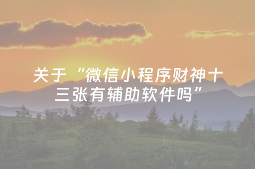 关于“微信小程序财神十三张有辅助软件吗”（如何提高胜率)