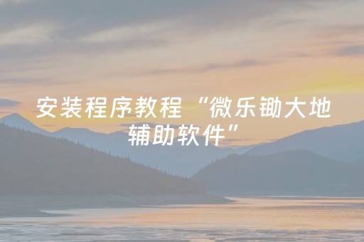 安装程序教程“微乐锄大地辅助软件”（攻略插件)