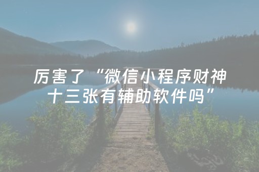 厉害了“微信小程序财神十三张有辅助软件吗”（技巧和打好牌方法)