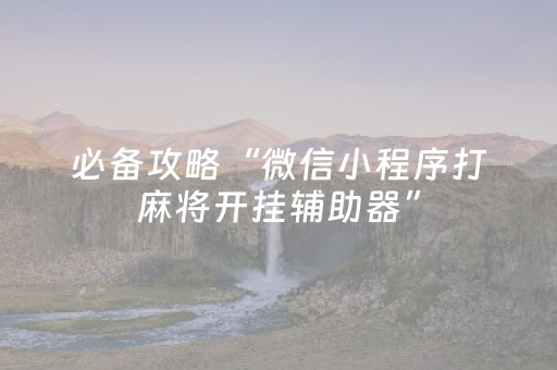 实测结果“功夫川麻辅助器免费（专用辅牌神器免安装）