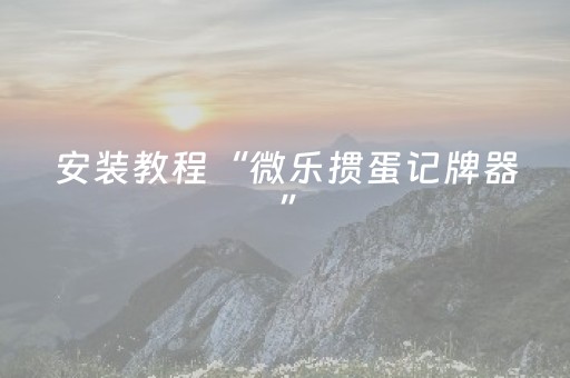 安装教程“微乐掼蛋记牌器”（怎么控制输赢)