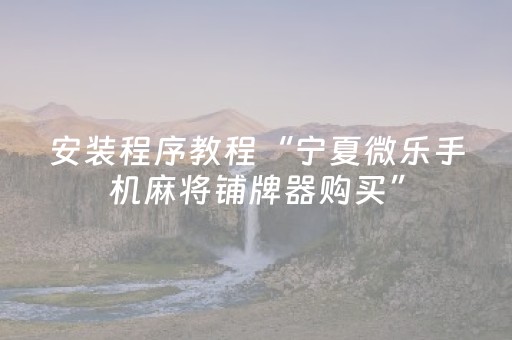 安装程序教程“宁夏微乐手机麻将铺牌器购买”（开挂辅助插件)