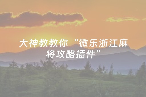 大神教教你“微乐浙江麻将攻略插件”（辅助器下载)