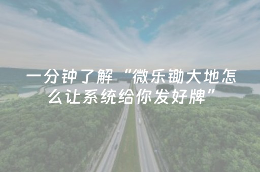 一分钟了解“微乐锄大地怎么让系统给你发好牌”（充会员胜率高)