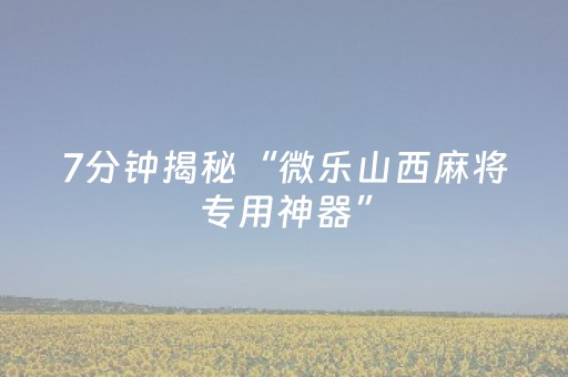 7分钟揭秘“微乐山西麻将专用神器”（透明挂辅助器)
