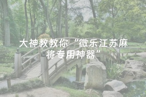 大神教教你“微乐江苏麻将专用神器”（辅助挂发牌规律)