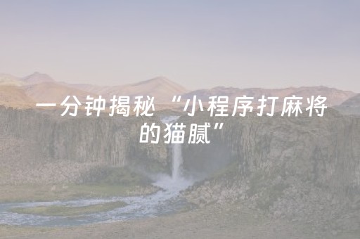 一分钟揭秘“小程序打麻将的猫腻”（必赢神器免费安装)