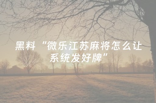教程辅助“微乐江苏麻将有挂吗（专用辅牌神器免安装）