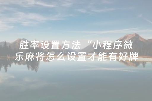 胜率设置方法“小程序微乐麻将怎么设置才能有好牌”（有什么规律)
