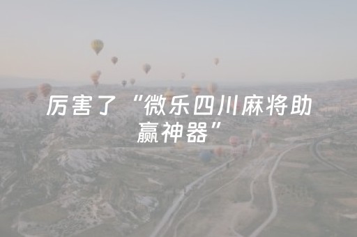 厉害了“微乐四川麻将助赢神器”（胜负规律拿好牌)