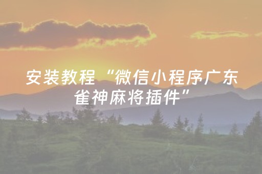 必看教程“微信麻将小程序插件购买（专用辅牌神器免安装）
