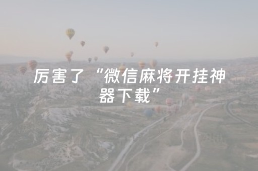 厉害了“微信麻将开挂神器下载”（辅助神器免费)