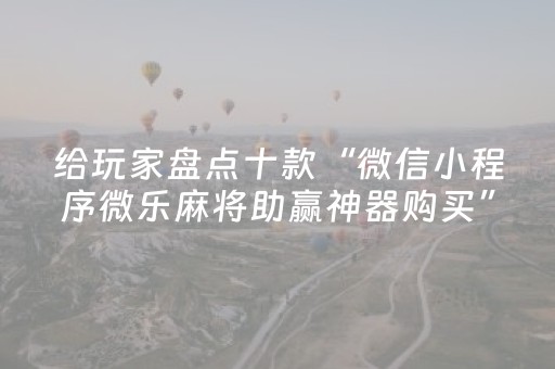 给玩家盘点十款“微信小程序微乐麻将助赢神器购买”（神器通用版)