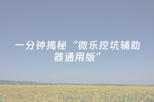 一分钟揭秘“微乐挖坑辅助器通用版”（输赢规律)