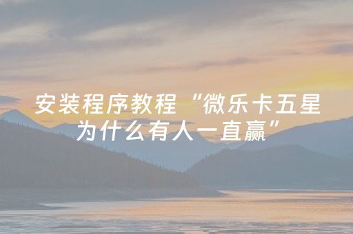 安装程序教程“微乐卡五星为什么有人一直赢”（开挂辅助脚本)