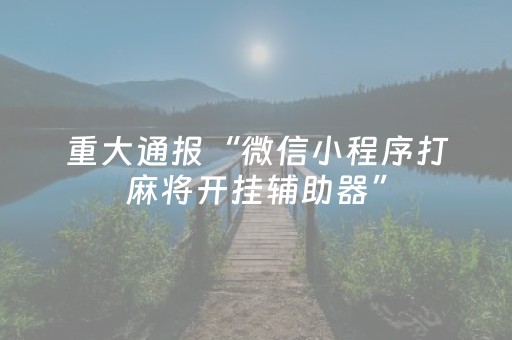 重大通报“微信小程序打麻将开挂辅助器”（怎么设置能有好牌)