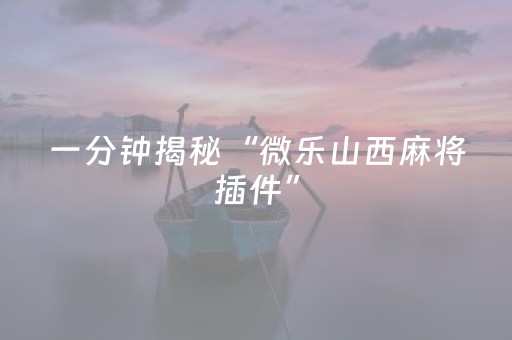 一分钟揭秘“微乐山西麻将插件”（怎么让系统给自己好牌)