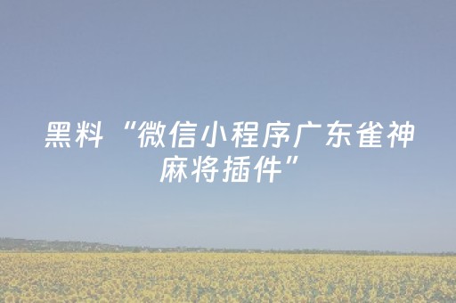 黑料“微信小程序广东雀神麻将插件”（必赢神器)
