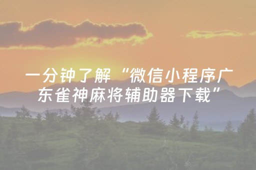 一分钟了解“微信小程序广东雀神麻将辅助器下载”（透明挂辅助器)