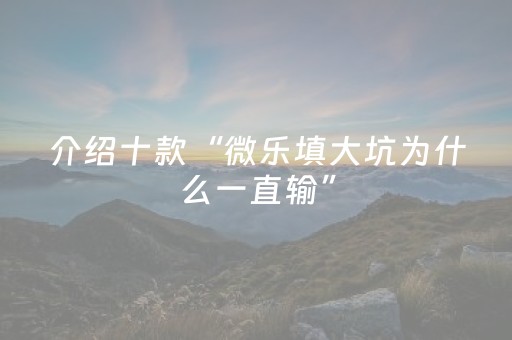 介绍十款“微乐填大坑为什么一直输”（怎么提高胜率)