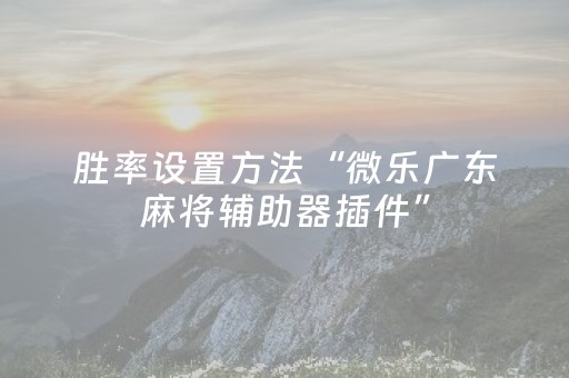 胜率设置方法“微乐广东麻将辅助器插件”（软件出售)